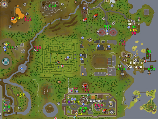 Yanille, castle wars, port khazard i td